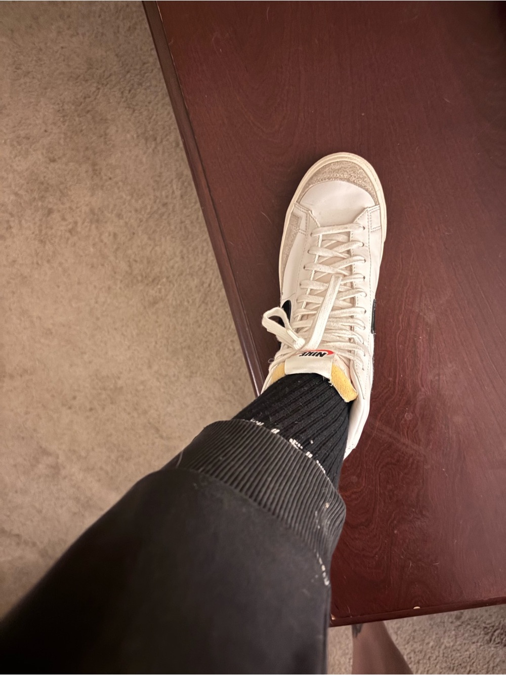 Nike Women's Athletic Sneaker in Off-White with Yellow Accent